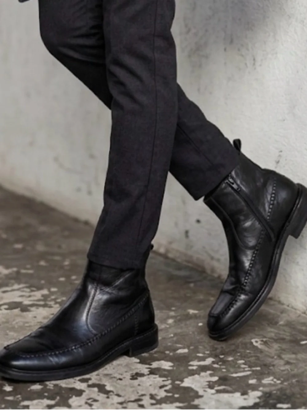 Mark Nason Black Leather Chukka Boots with Side Zip